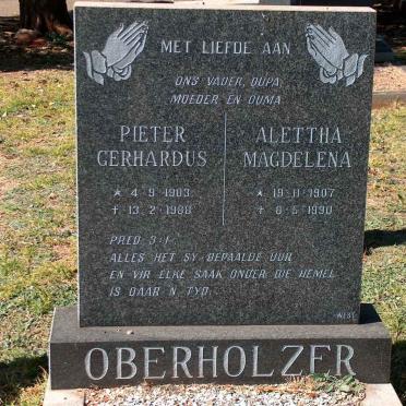 OBERHOLZER Pieter Gerhardus 1903-1988 &amp; Alettha Magdelena 1907-1990