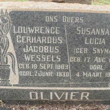 OLIVIER Louwrence Gerhardus Jacobus Wessels 1883-1930 &amp; Susanna Lucia SNYMAN 1888-1962