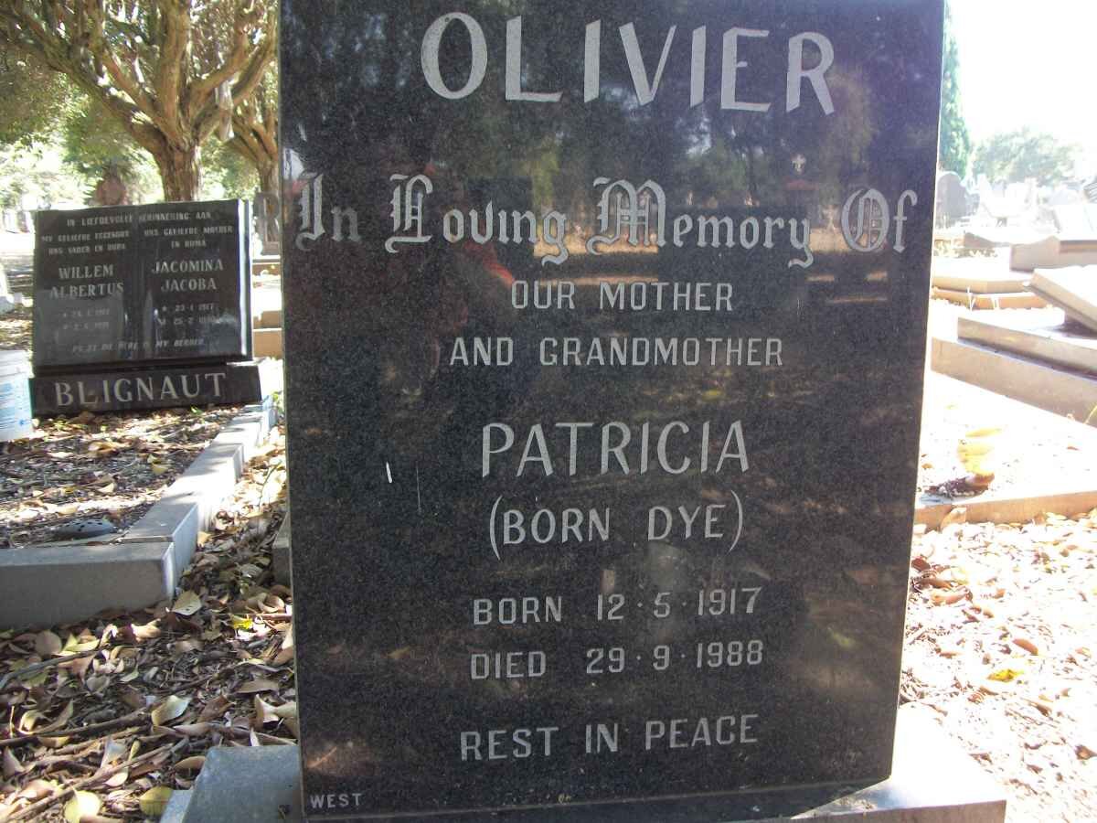 OLIVIER Patricia born DYE 1917-1988