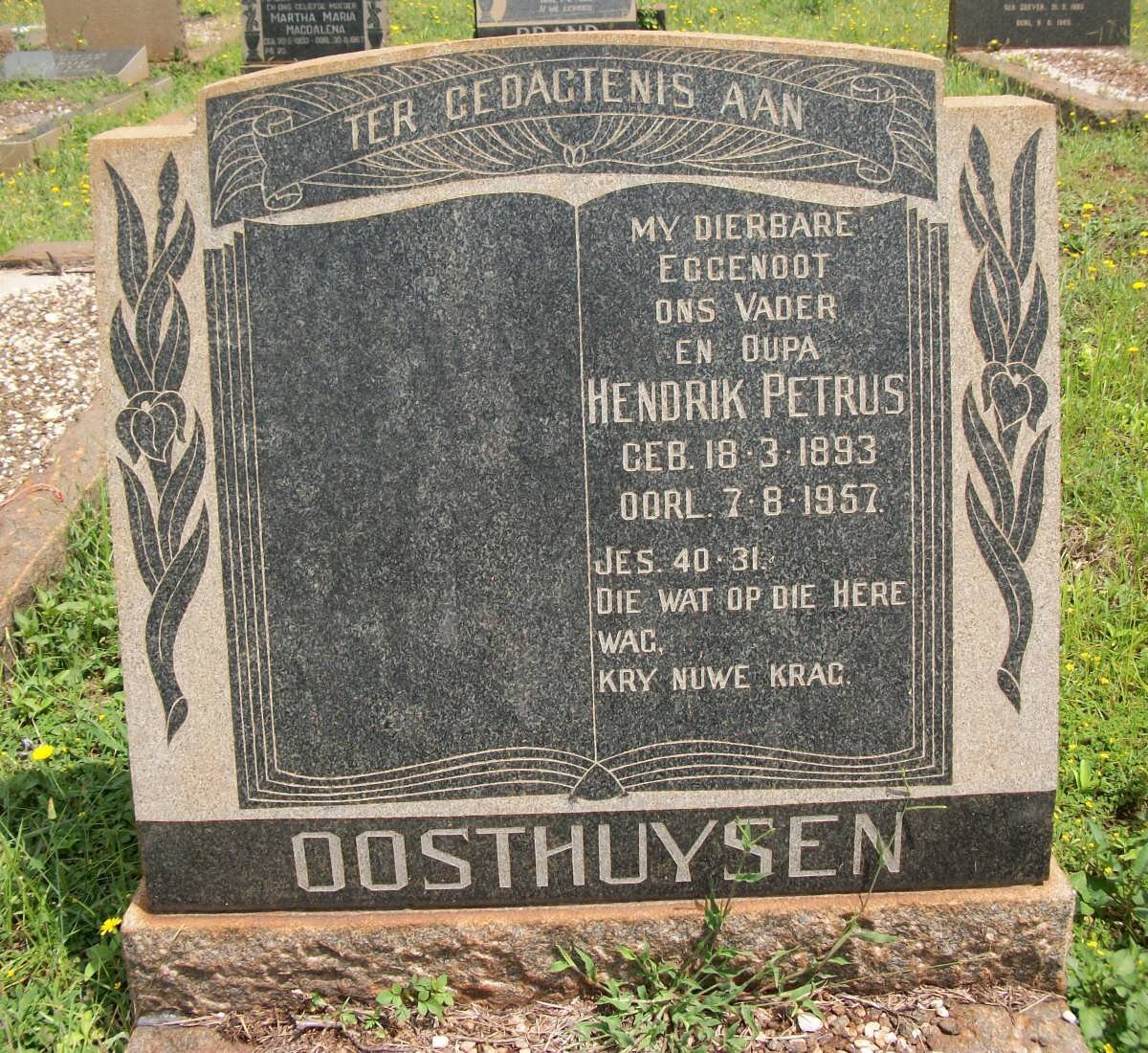 OOSTHUYSEN Hendrik Petrus 1893-1957