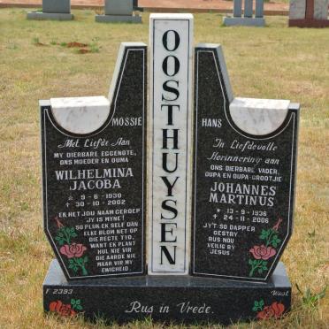 OOSTHUYSEN Johannes Martinus 1936-2006 &amp; Wilhelmina Jacoba 1930-2002