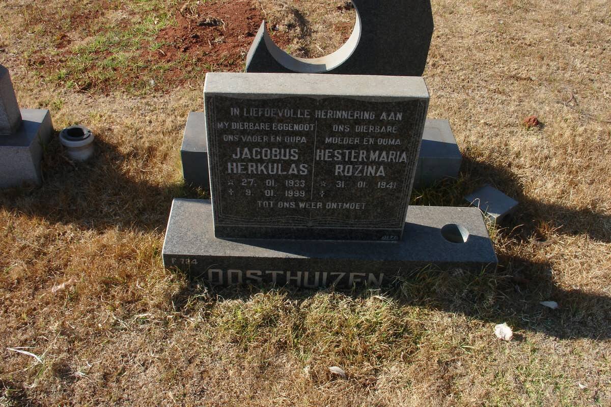 OOSTHUIZEN Jacobus Herkulas 1933-1999 &amp; Hester Maria Rozina 1941-