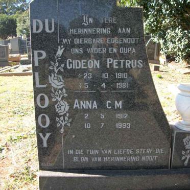 PLOOY Gideon Petrus, du 1910-1981 &amp; Anna C.M. 1912-1993