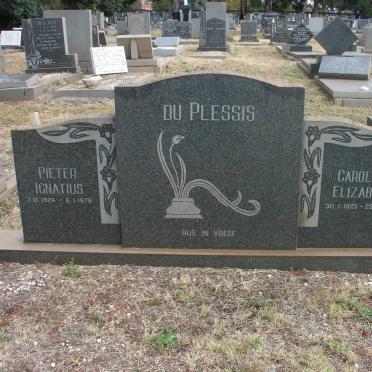 PLESSIS Pieter Ignatius, du 1924-1976 &amp; Carolina Elizabeth 1925-1977