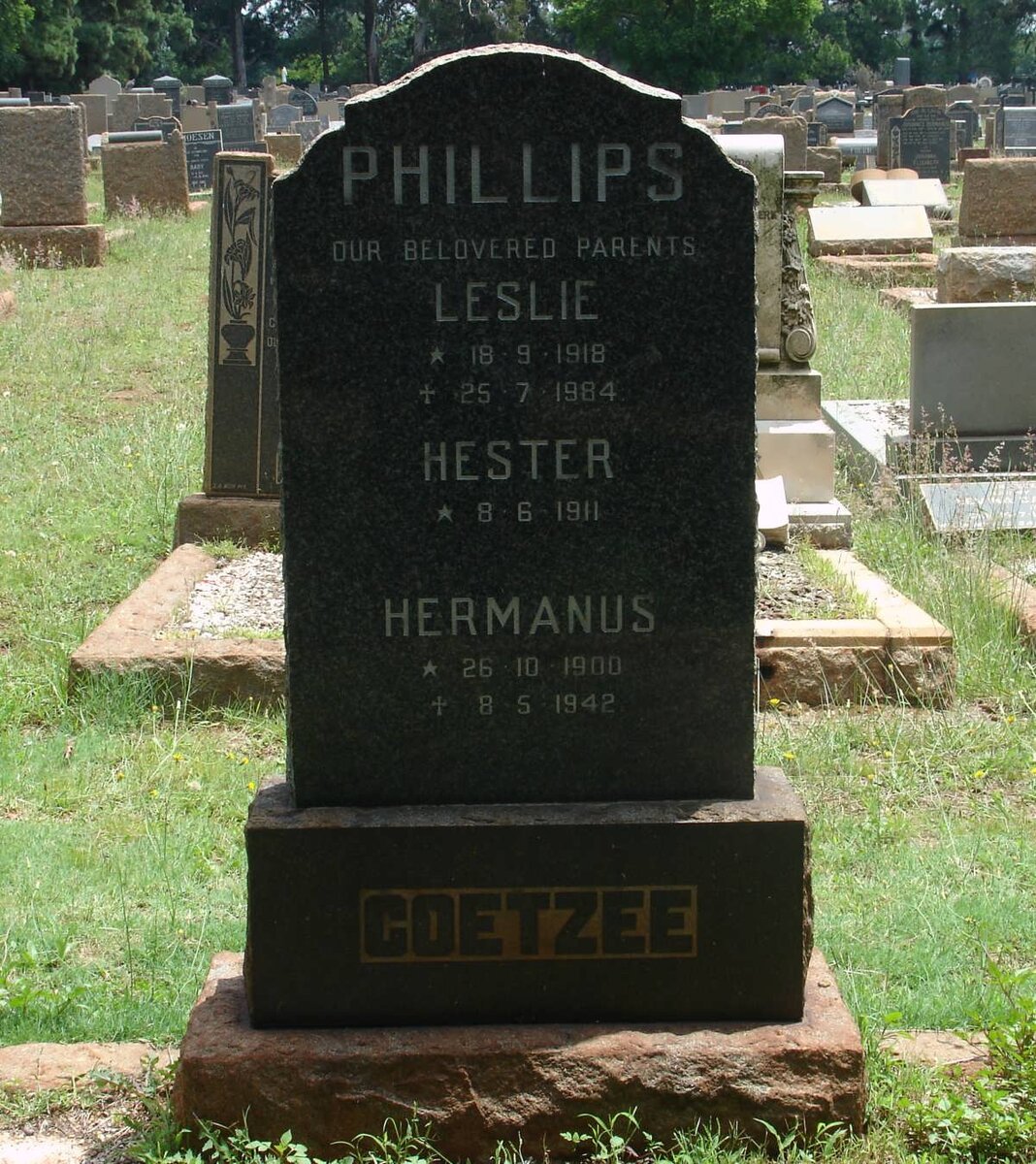 PHILIPS Leslie 1918-1984 &amp; Hester 1911- :: COETZEE Hermanus 1900-1942