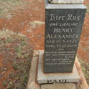 PAUL Henry Alexander 1921-1929