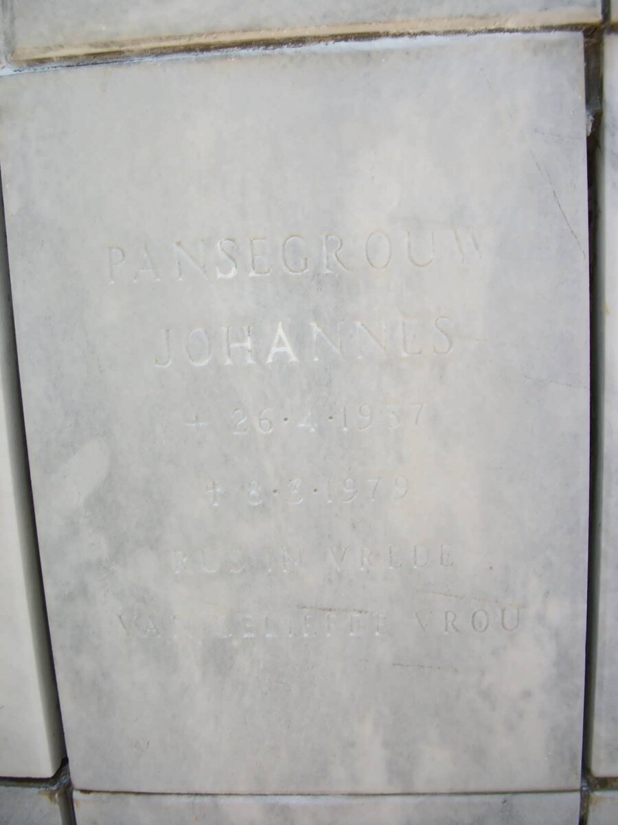 PANSEGROUW Johannes 1937-1979