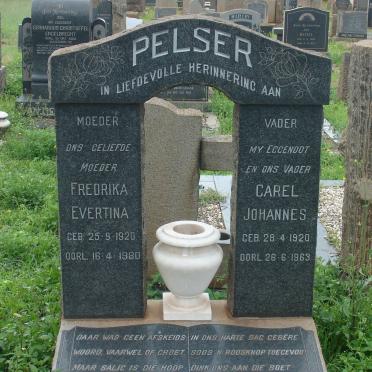 PELSER Carel Johannes 1920-1963 &amp; Fredrika Evertina 1920-1980