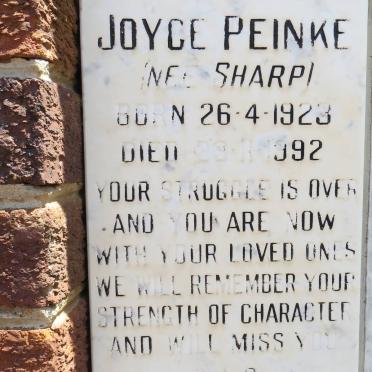 PEINKE Joyce nee SHARP 1923-1992