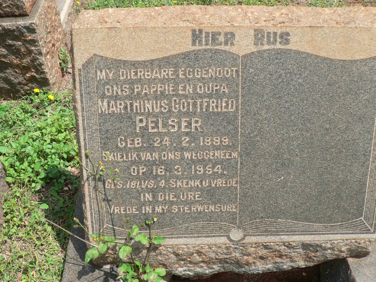 PELSER Marthinus Gottfried 1899-1954