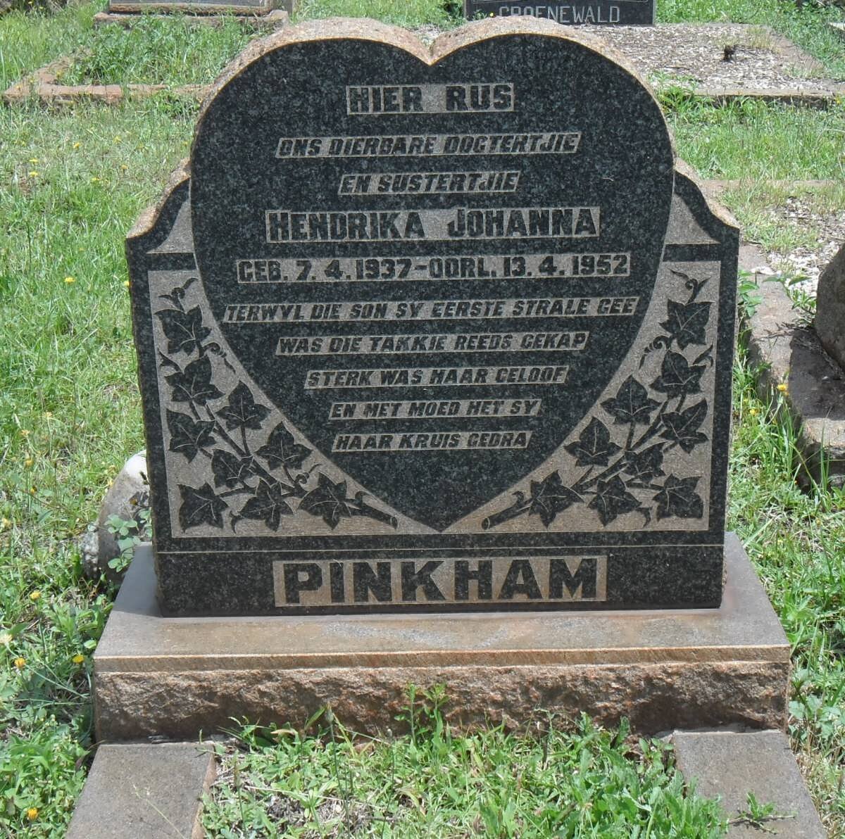 PINKHAM Hendrika Johanna 1937-1952