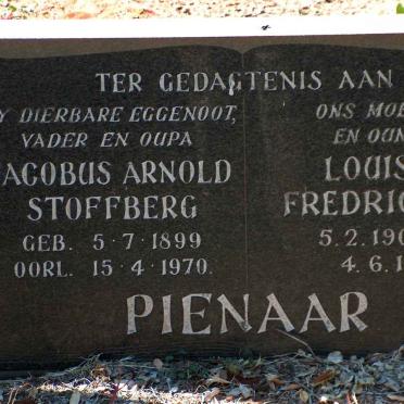 PIENAAR Jacobus Arnold Stoffberg 1899-1970 &amp; Louisa Fredricka 1908-1973