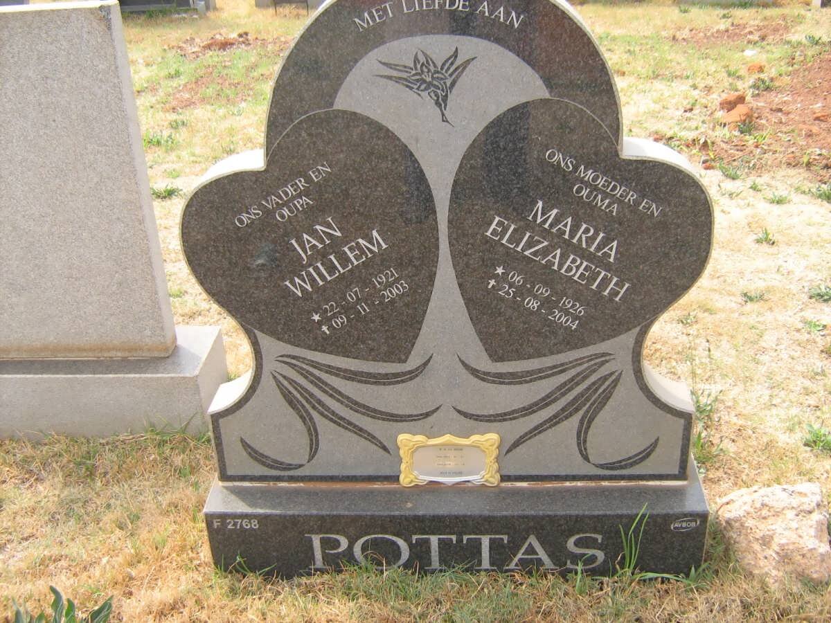 POTTAS Jan Willem 1921-2003 &amp; Maria Elizabeth 1926-2004