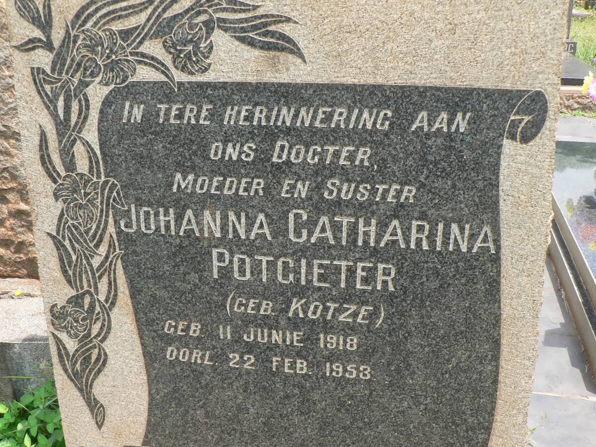 POTGIETER Johanna Catharina nee KOTZE 1918-1953