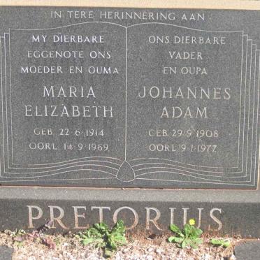 PRETORIUS Johannes Adam 1908-1977 &amp; Maria Elizabeth 1914-1969