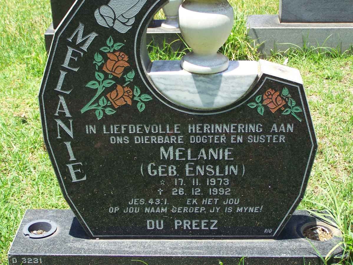 PREEZ Melanie, du nee ENSLIN 1973-1992