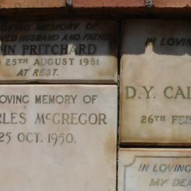 PRITCHARD John -1951 :: McGREGOR Charles -1950 :: CALDERWOOD D.Y. -1951