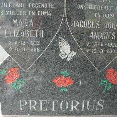 PRETORIUS Jacobus Johannes Andries 1928-2003 &amp; Maria Elizabeth 1932-1995