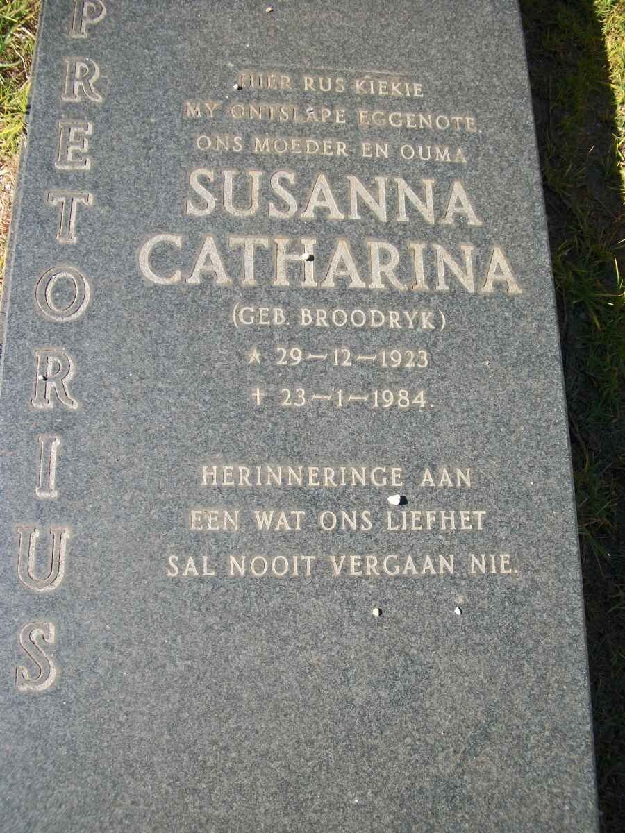 PRETORIUS Susanna Catharina geb BROODRYK 1923-1984