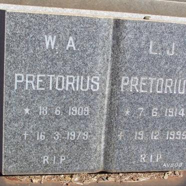 PRETORIUS W.A. 1909-1979 &amp; L.J. 1914-1995