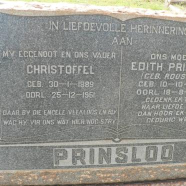 PRINSLOO Christoffel 1889-1951 &amp; Edith ROUSSEAU 1890-1958