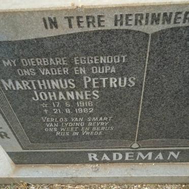 RADEMAN Marthinus Petrus Johannes 1916-1982