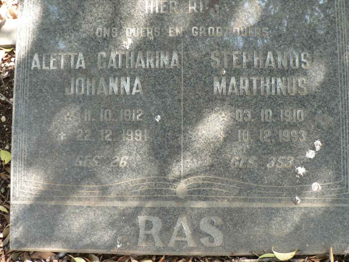 RAS Stephanus Marthinus 1910-1993 &amp; Aletta Catharina Johanna 1912-1991