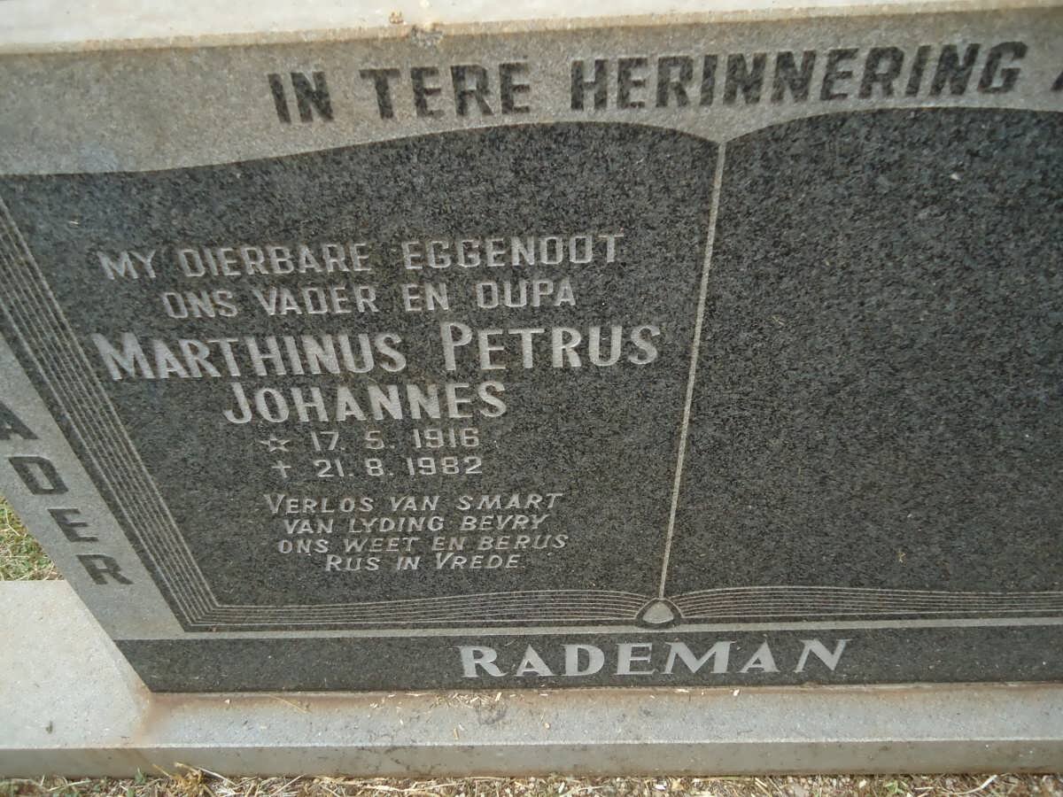 RADEMAN Marthinus Petrus Johannes 1916-1982