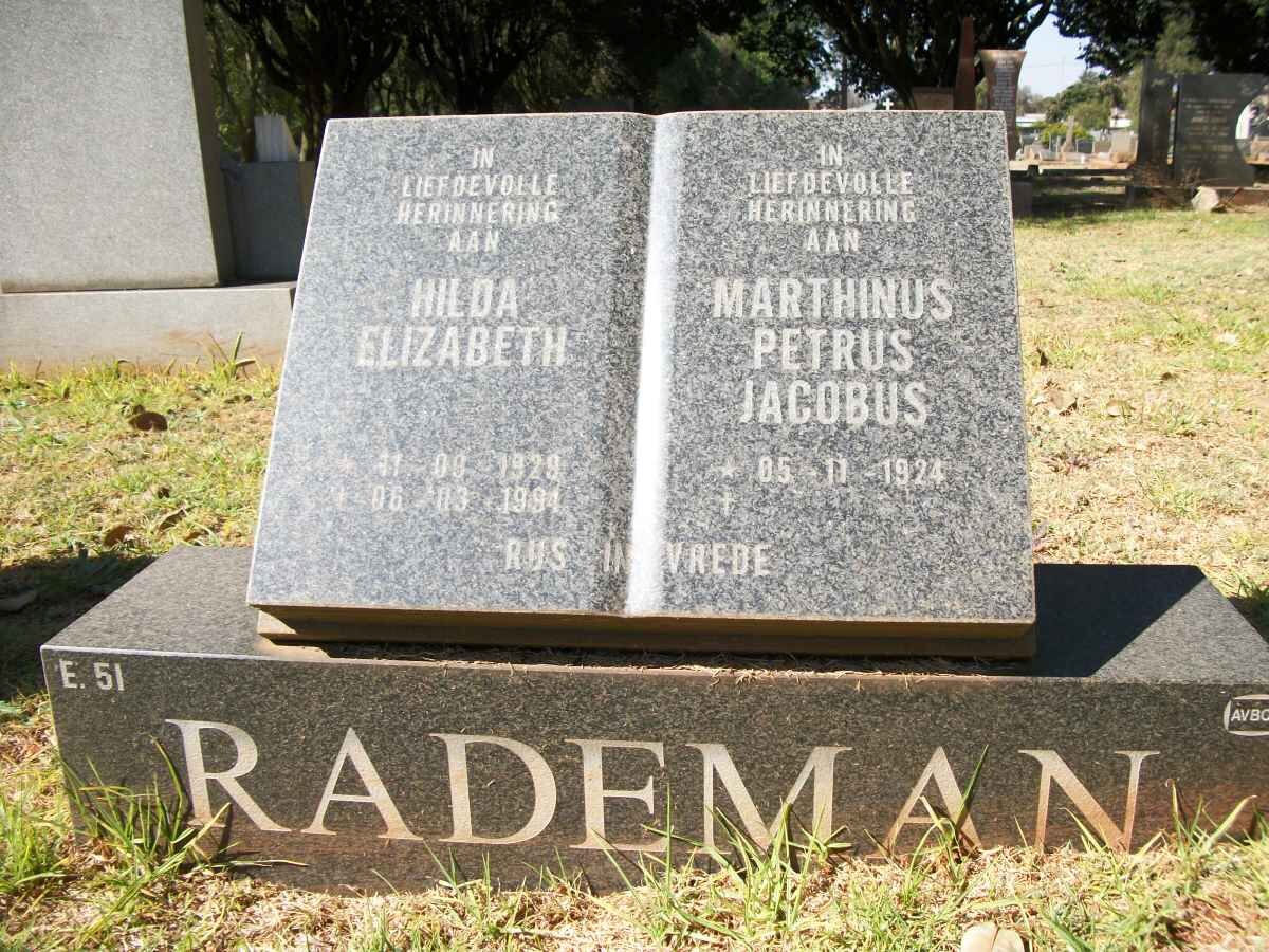 RADEMAN Marthinus Petrus Jacobus 1924- &amp; Hilda Elizabeth 1929-1994