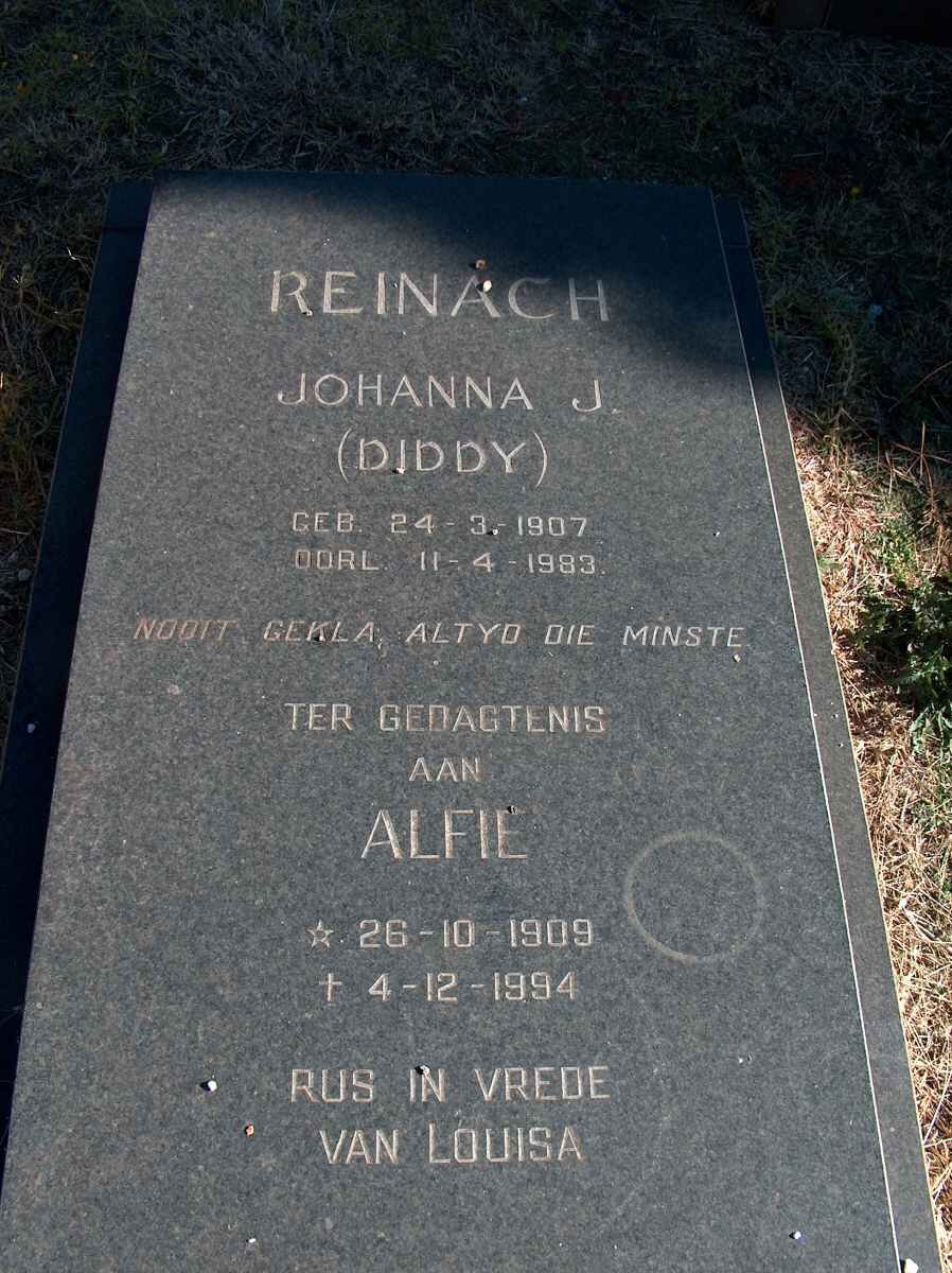 REINACH Alfie 1909-1994 &amp; Johanna J. 1907-1983