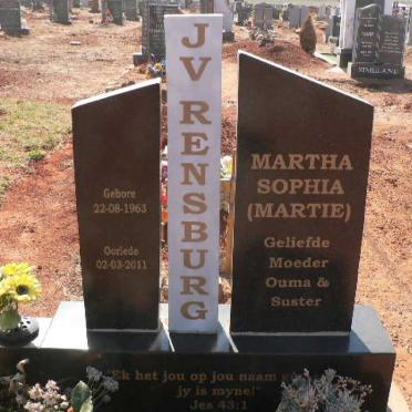 RENSBURG Martha Sophia, J.V. 1963-2011