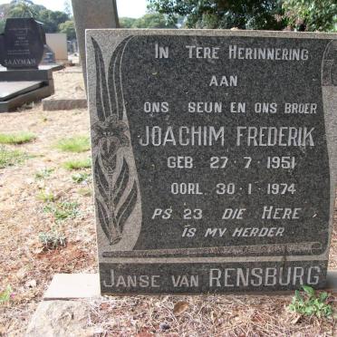 RENSBURG Joachim Frederik, Janse van 1951-1974