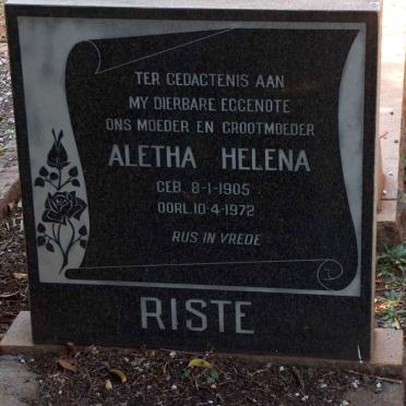 RISTE Aletha Helena 1905-1972