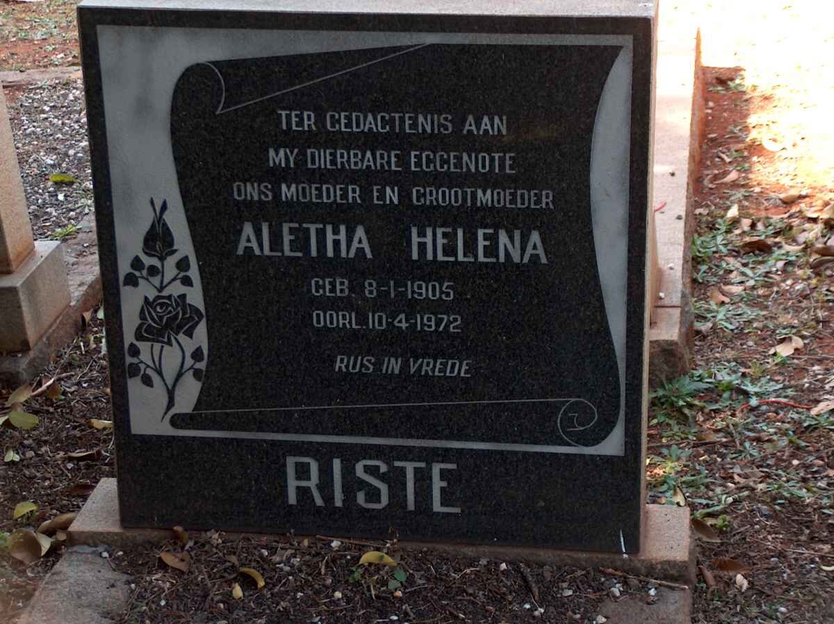 RISTE Aletha Helena 1905-1972
