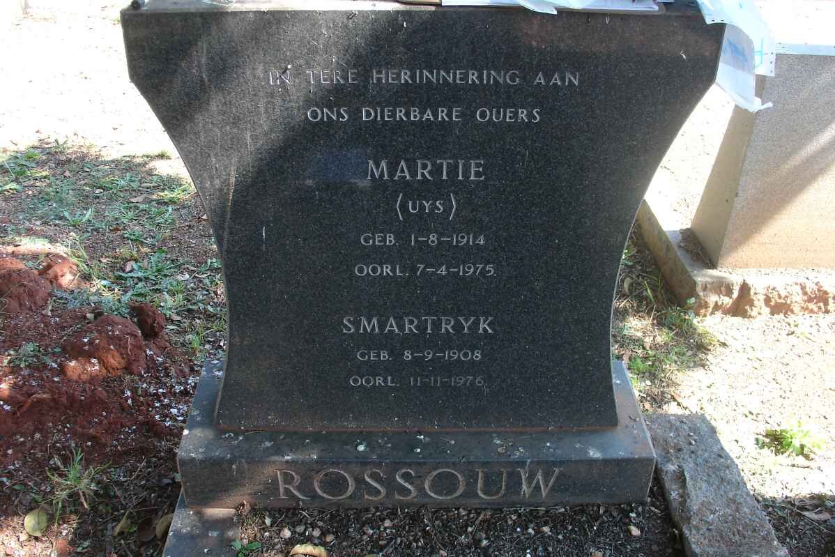 ROSSOUW Smartryk 1908-1976 &amp; Martie UYS 1914-1975