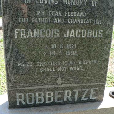 ROBBERTZE Francois Jacobus 1921-1992