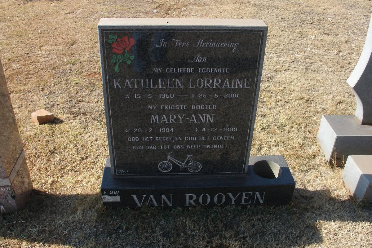 ROOYEN Kathleen Lorraine, van 1950-2001 :: VAN ROOYEN Mary-Ann 1984-1999
