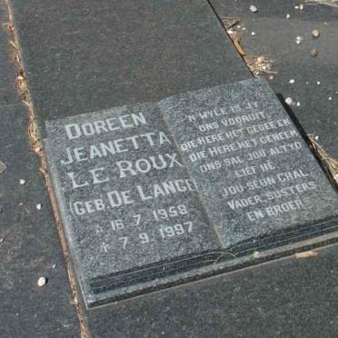 ROUX Doreen Jeanetta, le nee DE LANGE 1958-1997