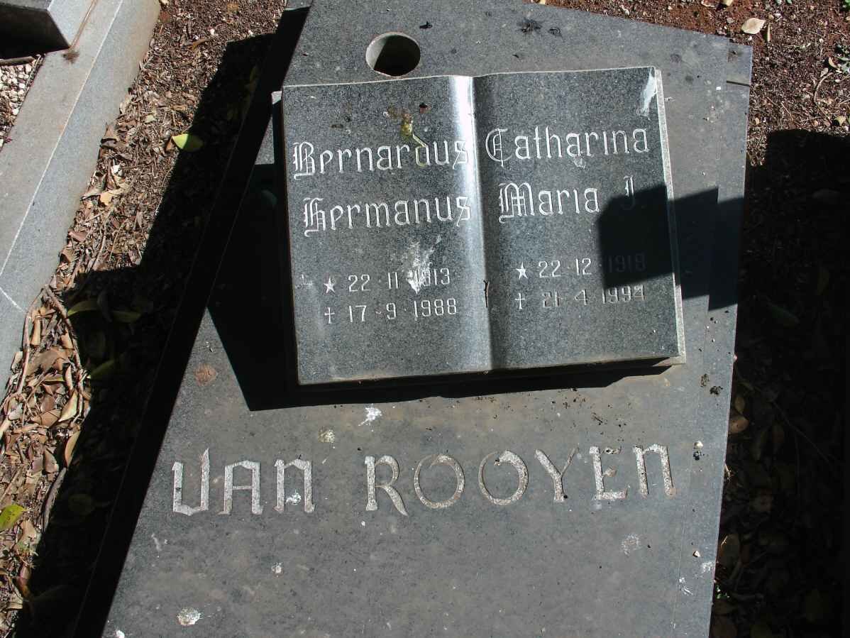 ROOYEN Bernardus Hermanus, van 1913-1988 &amp; Catharina Maria ? -1994