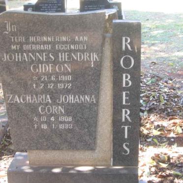 ROBERTS Johannes Hendrik Gideon 1910-1972 &amp; Zacharia Johanna Corn 1908-1983