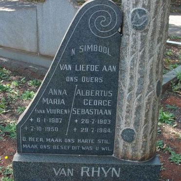 RHYN Albertus George Sebastian, van 1903-1964 &amp; Anna Maria VAN VUUREN 1907-1950