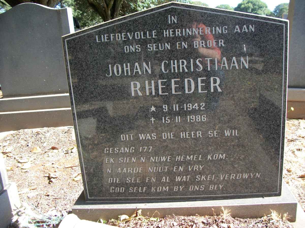 RHEEDER Johan Christiaan 1942-1986
