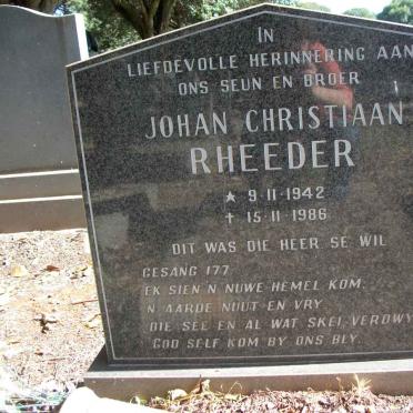 RHEEDER Johan Christiaan 1942-1986