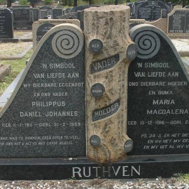 RUTHVEN Philippus Daniel Johannes 1911-1959 &amp; Maria Magdalena 1916-1983