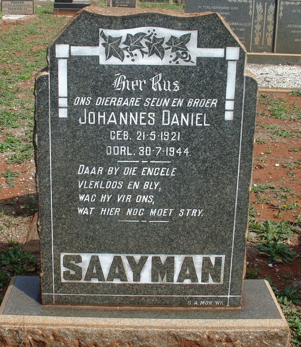 SAAYMAN Johannes Daniel 1921-1944