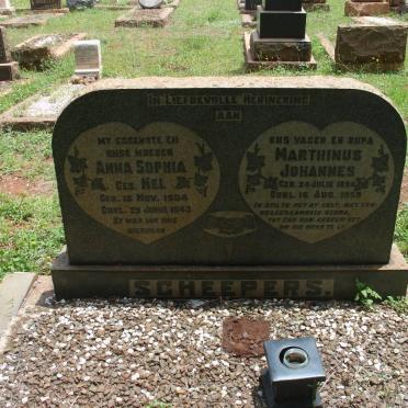 SCHEEPERS Marthinus Johannes 1894-1959 &amp; Anna Sophia NEL 1904-1943