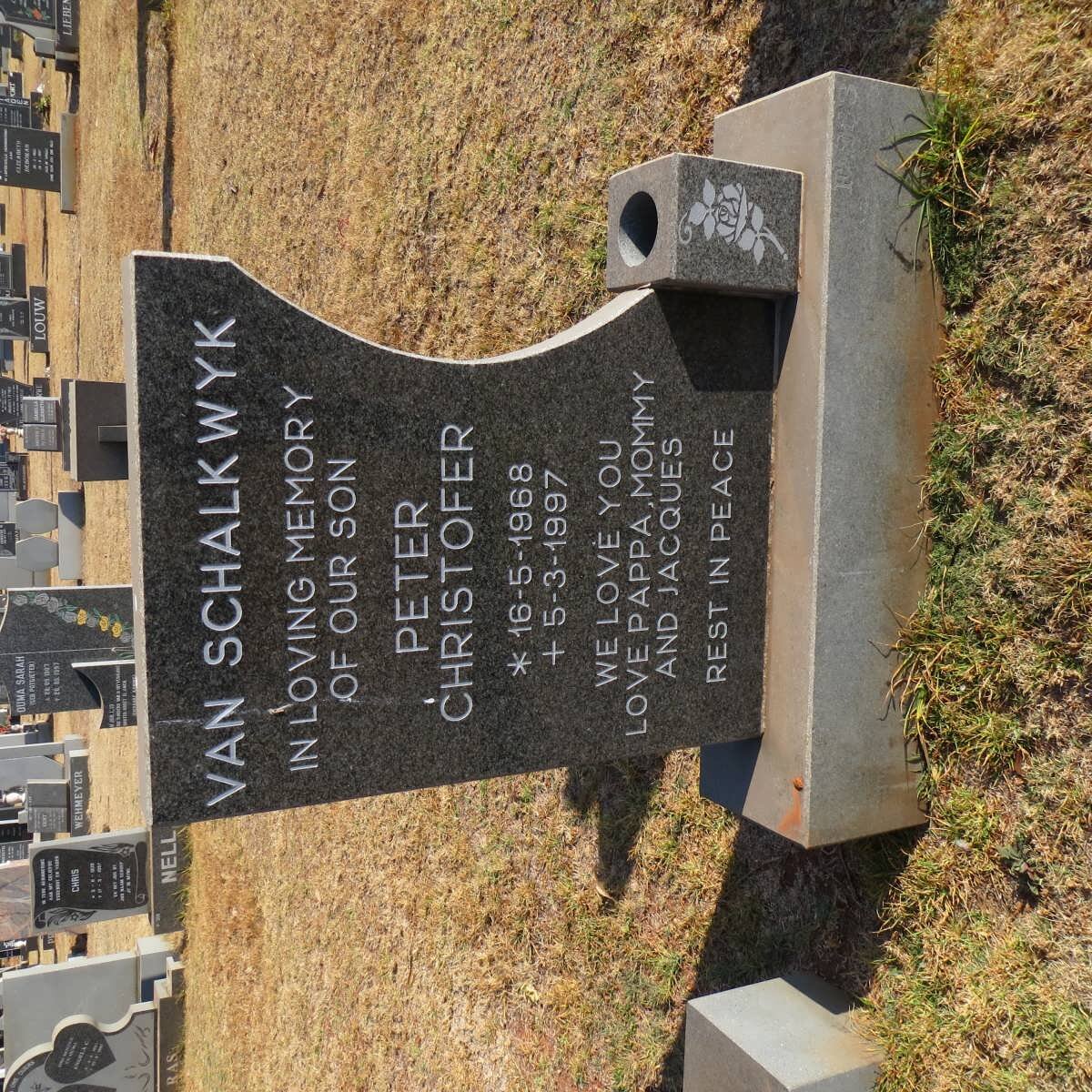 SCHALKWYK Peter Christofer, van 1968-1997