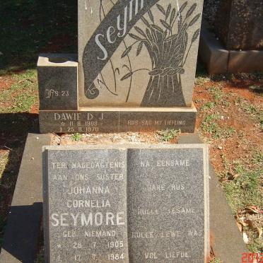 SEYMORE Dawie D.J. 1908-1970 &amp; Johanna Cornelia NIEMAND 1905-1984 