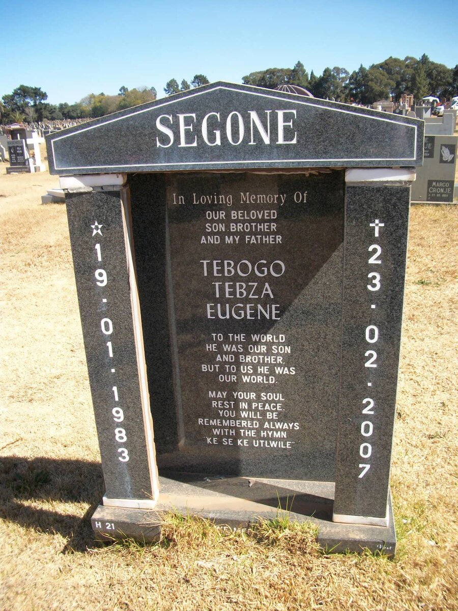 SEGONE Tebogo Tebza Eugene 1983-2007