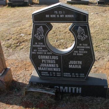 SMITH Cornelius Petrus Johannes Marthienus 1937-1997 &amp; Judith Maria 1938-2010